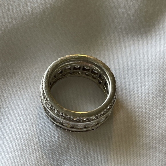 Ladies Eternity Band Size 5, Princess and Round CZs in Sterling Silver - Picture 5 of 7